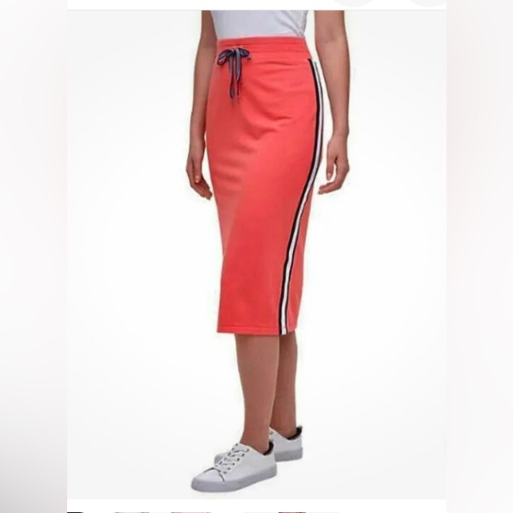 NWT Tommy Hilfiger Midi Skirt with side-stripe size Large pink(coraline) L